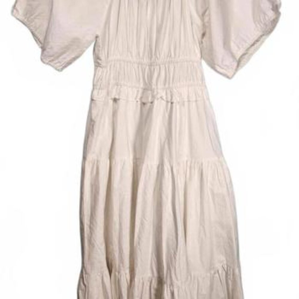 Altar'd State Women's White Maxi Dress with Puff Sleeves Size‎ Medium